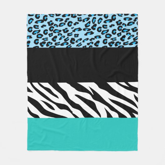 Leopard Print, Zebra Print, Animal Print, Blue Fleecedecke (Vorderseite)