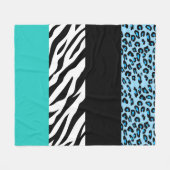 Leopard Print, Zebra Print, Animal Print, Blue Fleecedecke (Vorderseite (Horizontal))