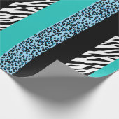 Leopard Print, Zebra Print, Animal Print, Blue Geschenkpapier (Ecke)