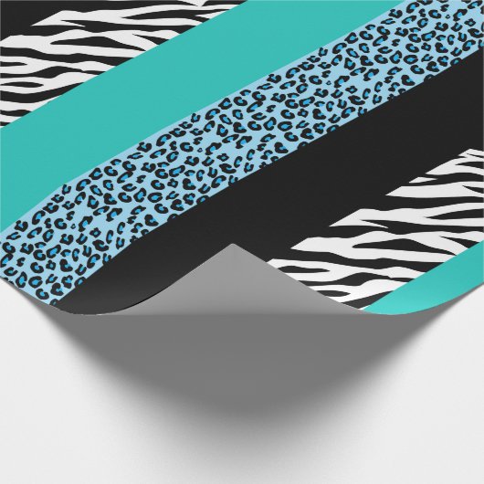 Leopard Print, Zebra Print, Animal Print, Blue Geschenkpapier (Ecke)