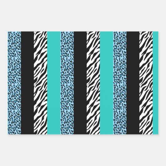Leopard Print, Zebra Print, Animal Print, Blue Geschenkpapier Set (Vorderseite 2)
