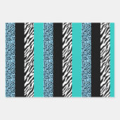 Leopard Print, Zebra Print, Animal Print, Blue Geschenkpapier Set (Vorderseite)