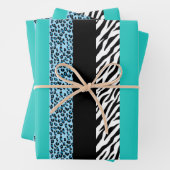 Leopard Print, Zebra Print, Animal Print, Blue Geschenkpapier Set (Beispiel)