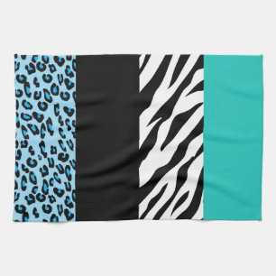 Leopard Print, Zebra Print, Animal Print, Blue Geschirrtuch