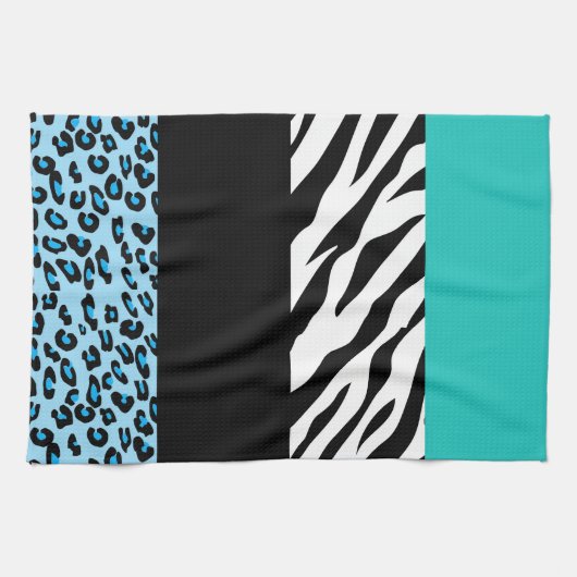 Leopard Print, Zebra Print, Animal Print, Blue Geschirrtuch (Horizontal)