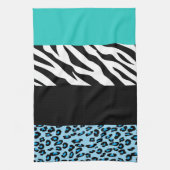 Leopard Print, Zebra Print, Animal Print, Blue Geschirrtuch (Vertikal)
