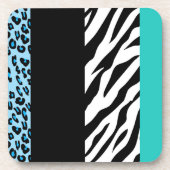 Leopard Print, Zebra Print, Animal Print, Blue Getränkeuntersetzer (Vorderseite)
