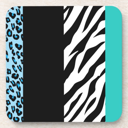 Leopard Print, Zebra Print, Animal Print, Blue Getränkeuntersetzer (Vorderseite)
