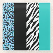 Leopard Print, Zebra Print, Animal Print, Blue Glasuntersetzer (Vorderseite)