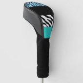 Leopard Print, Zebra Print, Animal Print, Blue Golf Headcover (angewinkelt)