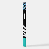 Leopard Print, Zebra Print, Animal Print, Blue iPhone Hülle (Rechte Seite)