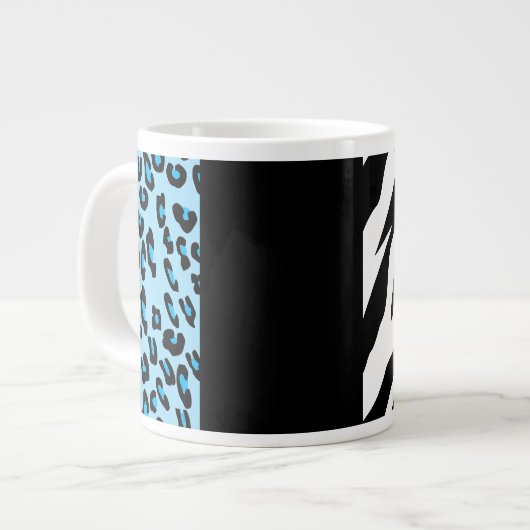 Leopard Print, Zebra Print, Animal Print, Blue Jumbo-Tasse (Vorderseite Links)