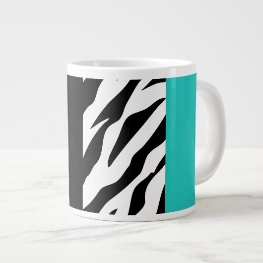 Leopard Print, Zebra Print, Animal Print, Blue Jumbo-Tasse (Vorderseite Rechts)