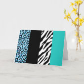 Leopard Print, Zebra Print, Animal Print, Blue Karte (Gelbe Blume)