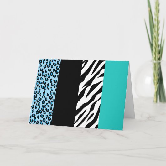 Leopard Print, Zebra Print, Animal Print, Blue Karte (Vorderseite)