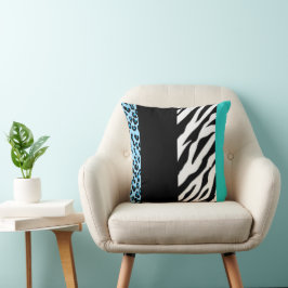 Leopard Print, Zebra Print, Animal Print, Blue Kissen