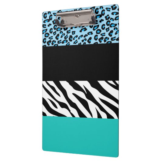 Leopard Print, Zebra Print, Animal Print, Blue Klemmbrett (Links)