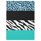 Leopard Print, Zebra Print, Animal Print, Blue Klemmbrett (Rückseite)