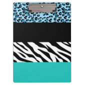 Leopard Print, Zebra Print, Animal Print, Blue Klemmbrett (Vorderseite)