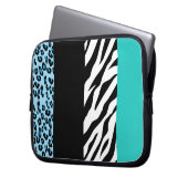 Leopard Print, Zebra Print, Animal Print, Blue Laptopschutzhülle (Vorderseite Links)