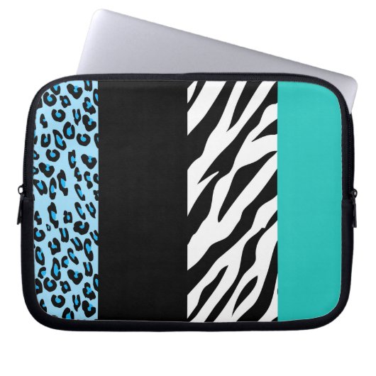 Leopard Print, Zebra Print, Animal Print, Blue Laptopschutzhülle (Vorderseite)
