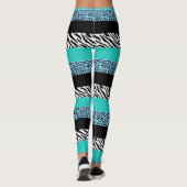 Leopard Print, Zebra Print, Animal Print, Blue Leggings (Rückseite)