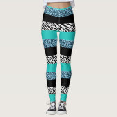Leopard Print, Zebra Print, Animal Print, Blue Leggings (Vorderseite)