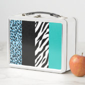 Leopard Print, Zebra Print, Animal Print, Blue Metall Brotdose (Beispiel)