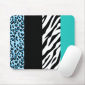 Leopard Print, Zebra Print, Animal Print, Blue Mousepad (Mit Mouse)