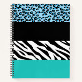 Leopard Print, Zebra Print, Animal Print, Blue Notizblock (Vorderseite)