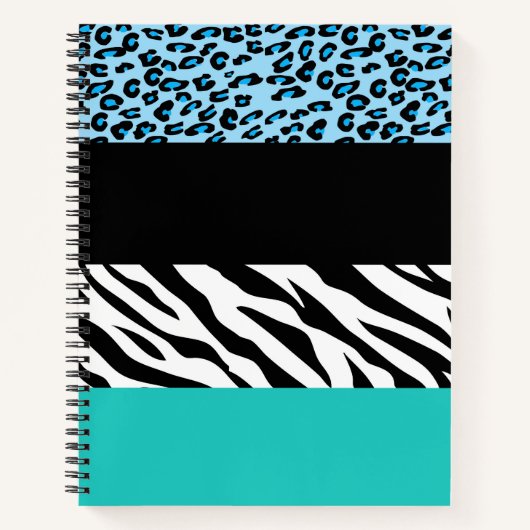 Leopard Print, Zebra Print, Animal Print, Blue Notizblock (Vorderseite)