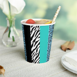 Leopard Print, Zebra Print, Animal Print, Blue Pappbecher