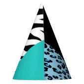 Leopard Print, Zebra Print, Animal Print, Blue Partyhütchen (Rückseite)