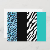 Leopard Print, Zebra Print, Animal Print, Blue Postkarte (Vorne/Hinten)