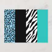 Leopard Print, Zebra Print, Animal Print, Blue Postkarte (Vorderseite)