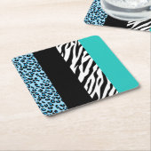 Leopard Print, Zebra Print, Animal Print, Blue Rechteckiger Pappuntersetzer (angewinkelt)