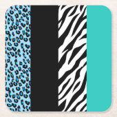 Leopard Print, Zebra Print, Animal Print, Blue Rechteckiger Pappuntersetzer (Vorderseite)