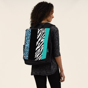Leopard Print, Zebra Print, Animal Print, Blue Rucksack