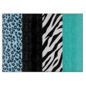 Leopard Print, Zebra Print, Animal Print, Blue Schneidebrett (Vorderseite)