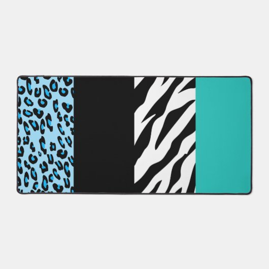 Leopard Print, Zebra Print, Animal Print, Blue Schreibtischunterlage (Vorderseite)