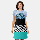 Leopard Print, Zebra Print, Animal Print, Blue Schürze (Getragen)
