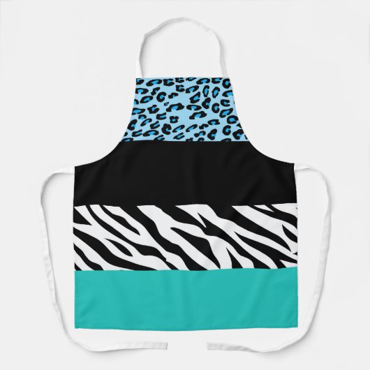 Leopard Print, Zebra Print, Animal Print, Blue Schürze (Vorderseite)