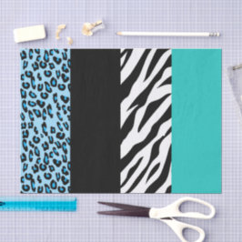 Leopard Print, Zebra Print, Animal Print, Blue Seidenpapier