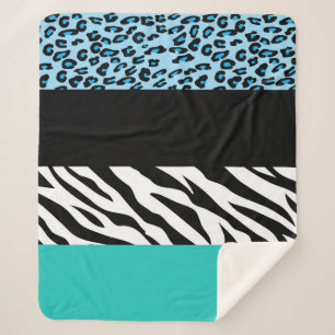 Leopard Print, Zebra Print, Animal Print, Blue Sherpadecke