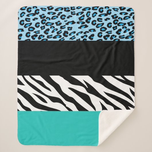 Leopard Print, Zebra Print, Animal Print, Blue Sherpadecke (Vorderseite)