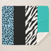 Leopard Print, Zebra Print, Animal Print, Blue Sherpadecke (Vorderseite (Horizontal))