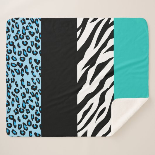 Leopard Print, Zebra Print, Animal Print, Blue Sherpadecke (Vorderseite (Horizontal))