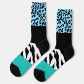 Leopard Print, Zebra Print, Animal Print, Blue Socken (Linkes Detail)