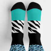 Leopard Print, Zebra Print, Animal Print, Blue Socken (Oben)
