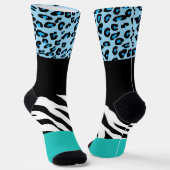 Leopard Print, Zebra Print, Animal Print, Blue Socken (Gewinkelt)